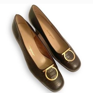 Salvatore Ferragamo Embossed Leather Pumps